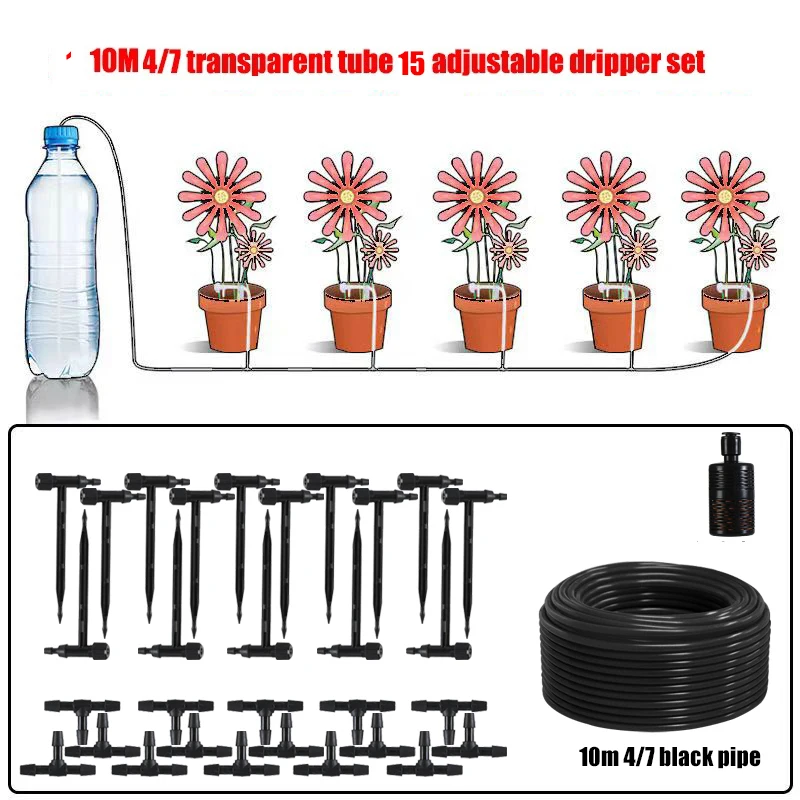 Kit de Irrigação para Vasos com Mangueira de 10m e 15 Reguladores MDUG