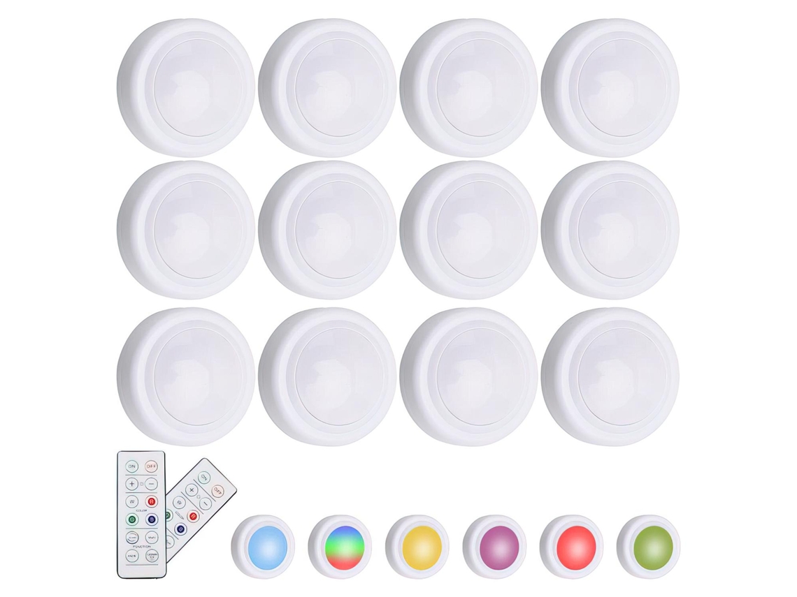 Pacote com 12 Unidades, Refletores Led com Controle Remoto, Sem Fio BRILVIBERA