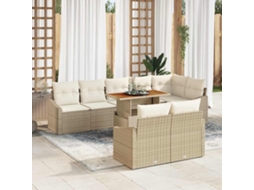Vidaxl Conjunto De Sofá De Jardim 9 Pcs Bege Rattan Sintético