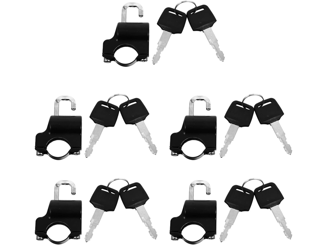 Conjunto de 5 correntes universais para capacete de motocicleta com corrente de segurança de metal e chave.