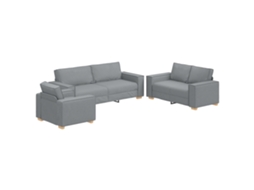 Conjunto 3 Sofá De Linho Vidaxl Cinzento Linho (220 X 80 X 84 Cm)