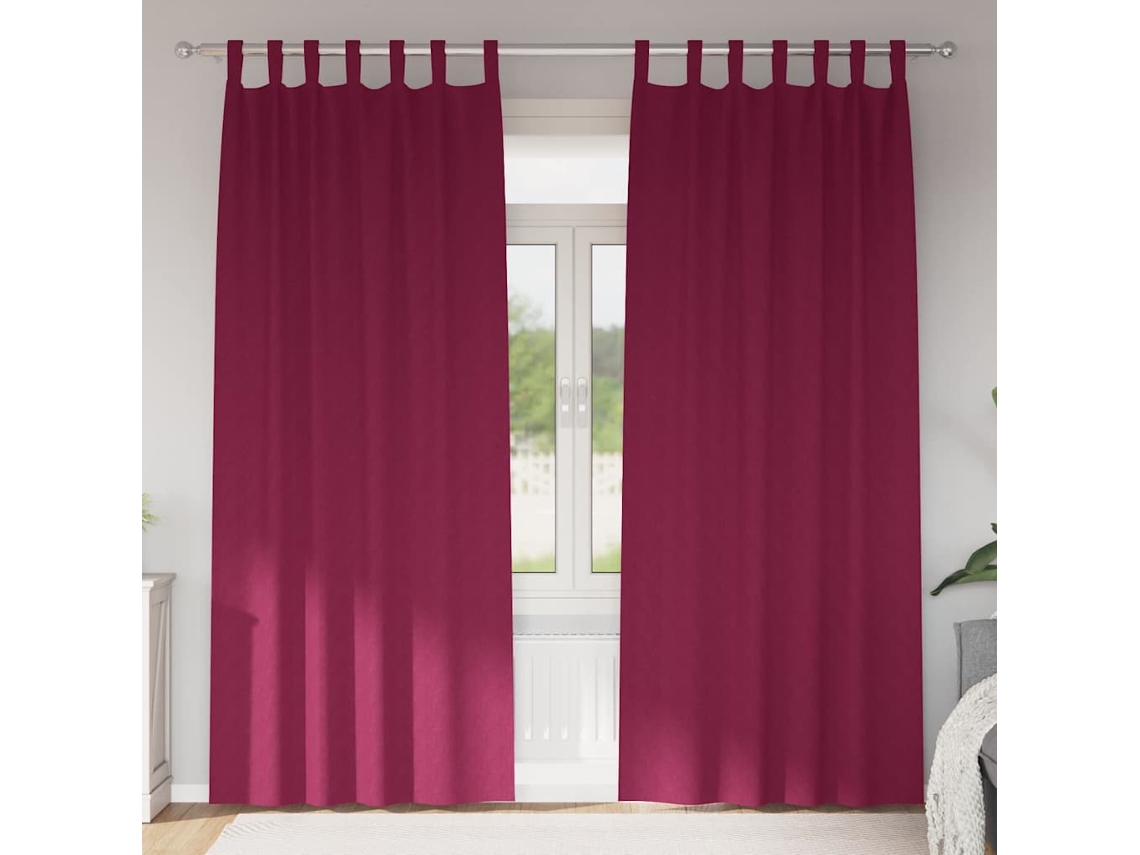 Vidaxl Cortinas Blackout Com Argolas 2 Unid. Vinho Vermelho Poliéster