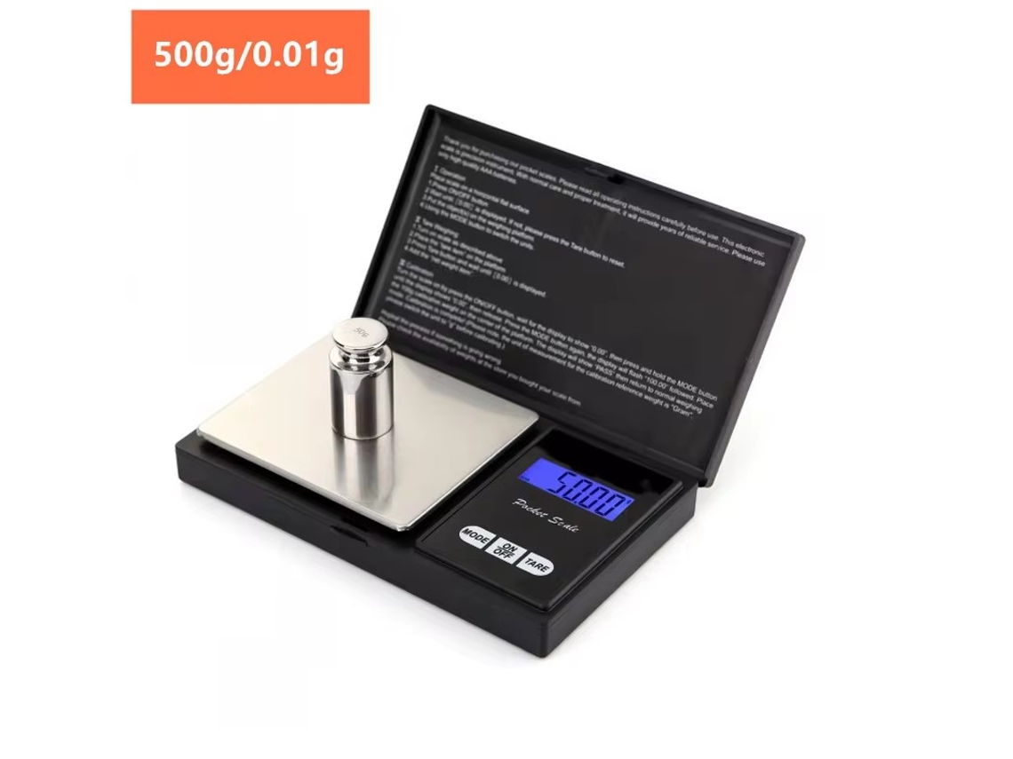 Balança Eletrônica Portátil De Precisão (500g, 0,1g) Com Visor Lcd.