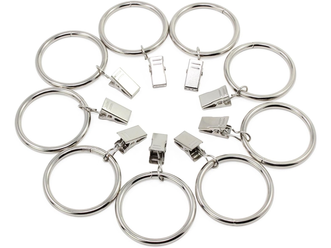 Conjunto De 20 Argolas Para Cortina Com Presilhas, Em Aço Inoxidável