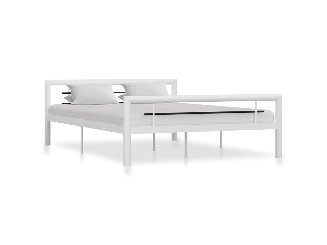 Vidaxl Estrutura De Cama 120x200 Cm Metal Branco E Preto