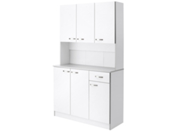 Armário De Cozinha Aparador De Sala De Jantar Com 1 Gaveta 6 Portas E Prateleiras Ajustáveis Estilo Moderno 101x39x180 Cm Branco