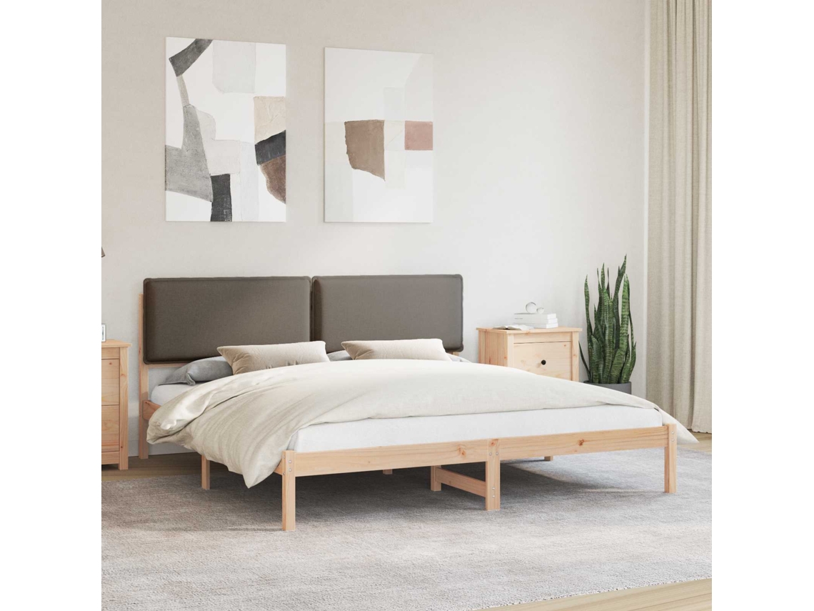Vidaxl Estrutura De Cama Com Cabeceira Estofada Cinzento-acastanhado