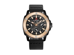 Relógio de Pulso Masculino À Prova D'água de Quartzo com Pulseira Pu Preto+marrom