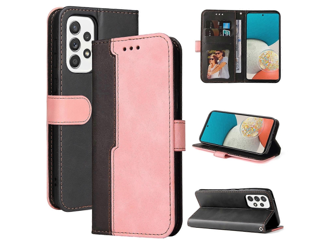 Capa De Couro Flip Com Suporte Para Samsung Galaxy A53 5g Com Costura Colorida