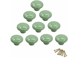 Conjunto de 10 Puxadores Redondos Coloridos Cerâmica para Armários, Gavetas, Cômodas e Portas, com um Furo BRILVIBERA
