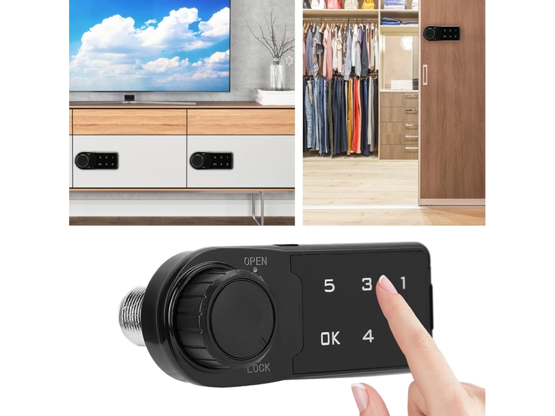 Fechadura Digital Com Teclado Sensível Ao Toque Preto De 1, 2 Polegadas E Combinação De Senha Para Gavetas De