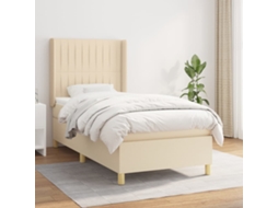 Vidaxl Cama Com Molas/colchão 90x190 Cm Tecido Cor Creme