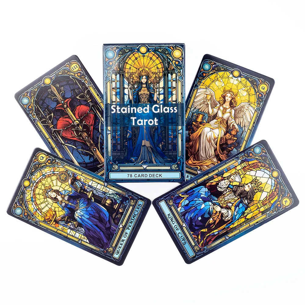 Baralho De Tarô Em Vitral, 78 Cartas, Cartas Para Jogos De Entretenimento Casual, 10,3*6 Cm.