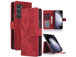 Capa De Couro Com Estampa De Borboletas E Orquídeas Para Samsung Galaxy Z Fold6