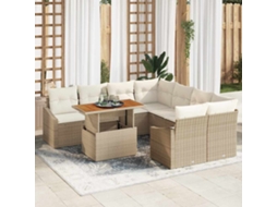 Vidaxl Conjunto De Sofá De Jardim 9 Unid. Bege E Creme