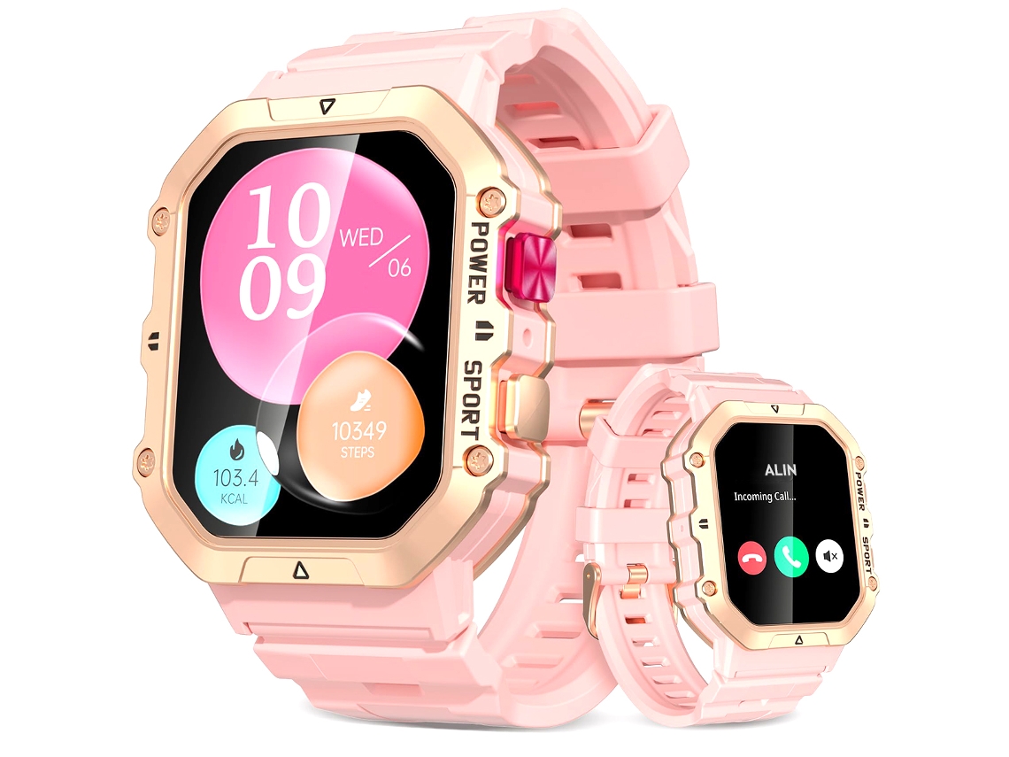 Smartwatch (permite Fazer/receber Chamadas) Tela Sensível Ao Toque De 1,65 Polegadas, Modelo Feminino, À Prova D'água.