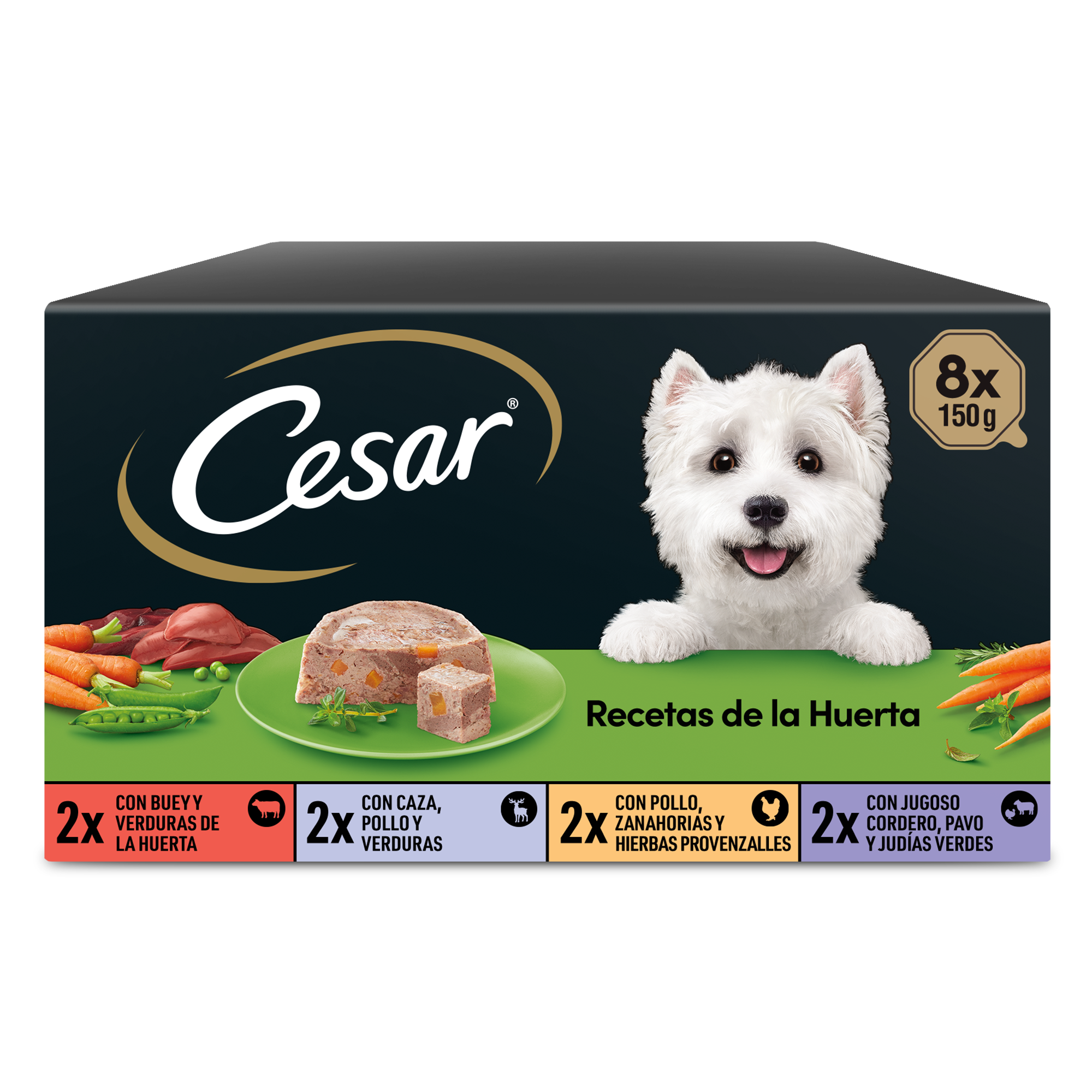 Alimentação Húmida para Cães Receitas Do Jardim em Paté & Geleia Multipack 8X150G CESAR