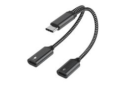 Carregamento Rápido de 60 W Tipo-C para Adaptador de Cabo de Áudio Auxiliar de 3,5 Mm Carregar e Ouvir Música 2 em 1 para Interface Tipo-C Reversível