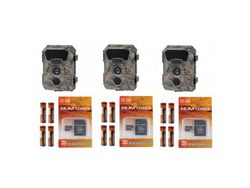 Conjunto de 3 Armadilhas Fotográficas 12 Pilhas Aa 3 Cartões de Memória de 32 Gb NUM'AXES