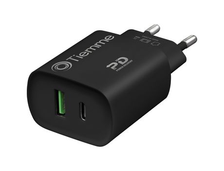 Adaptador de Rede 1 Porta Usb-A 1 Porta Usb-C 20W TIEMME