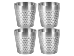 Conjunto de 4 latas de cerveja em aço inoxidável, item colecionável para camping e atividades ao ar livre, cor prata, fácil de limpar.