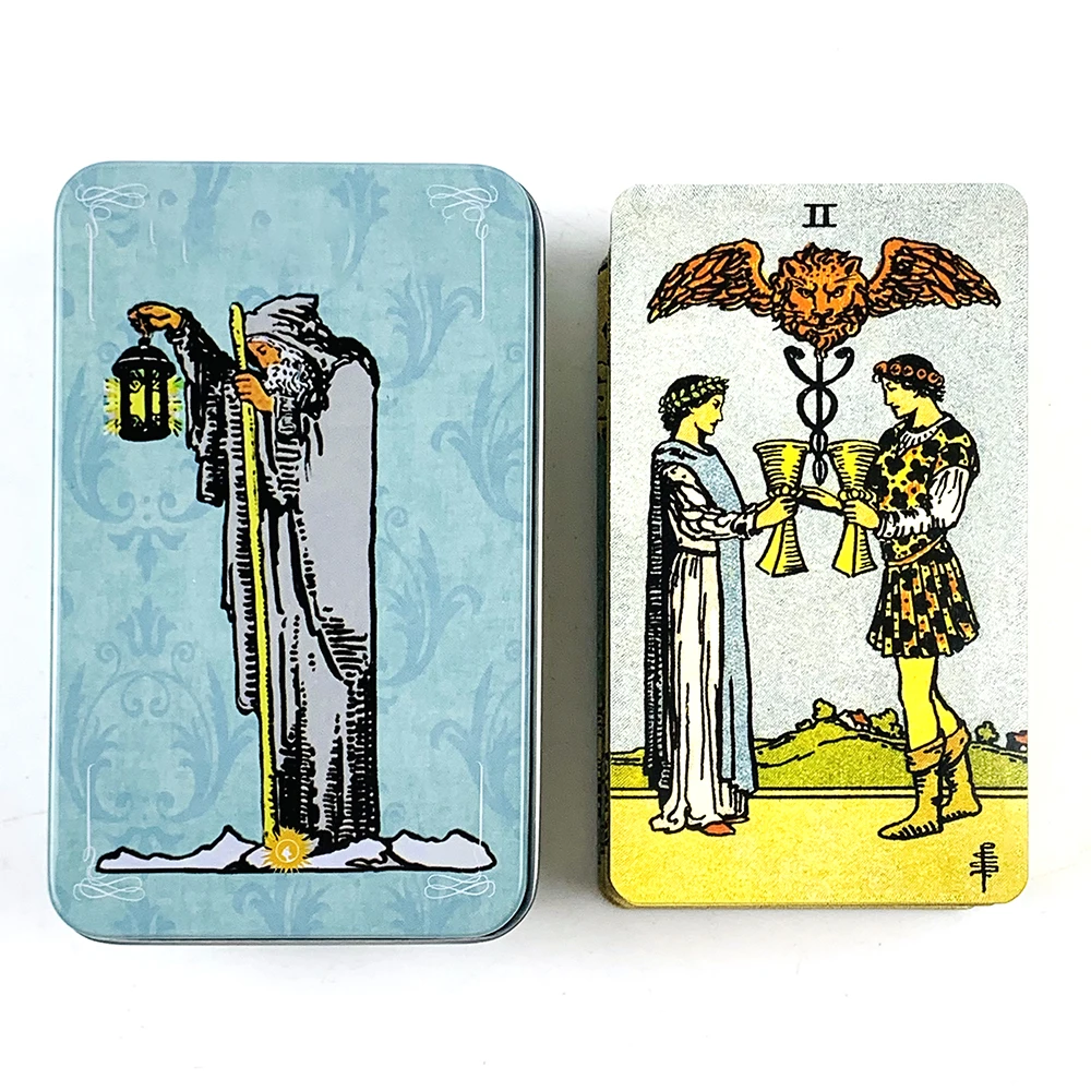 Cartas de Tarô Banhadas a Ouro em uma Caixa de Metal, Perfeitas para Adivinhação, Encontros Familiares e com Design Clássico. MDUG