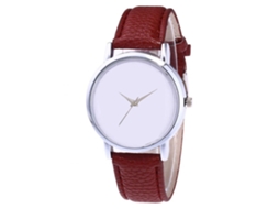 Reloj De Pulsera De Cuarzo Unisex Con Correa De Cuero Pu Casual Zhoulianfa Café