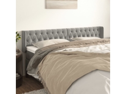 Cabecero con Alas de Terciopelo 183x16x78/88 cm Gris Claro