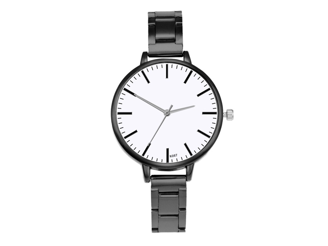 Relógio Feminino de Luxo com Pulseira de Aço Relógio Analógico Quartzo Presente (preto)