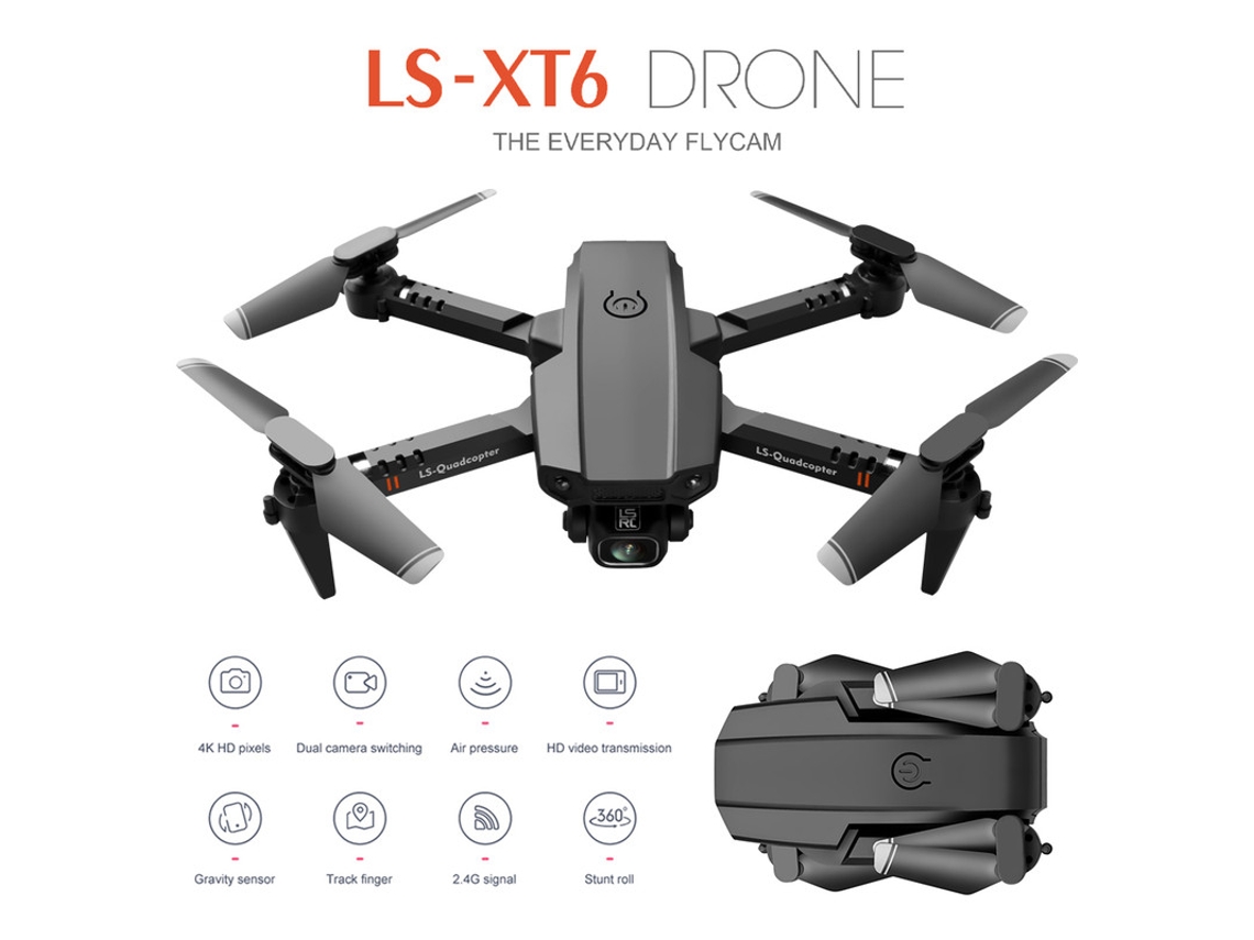 Mini Drone Bestvite Com Câmera 4k Hd (modelo Xt6 Duração Da Bateria 12 Min Preto)