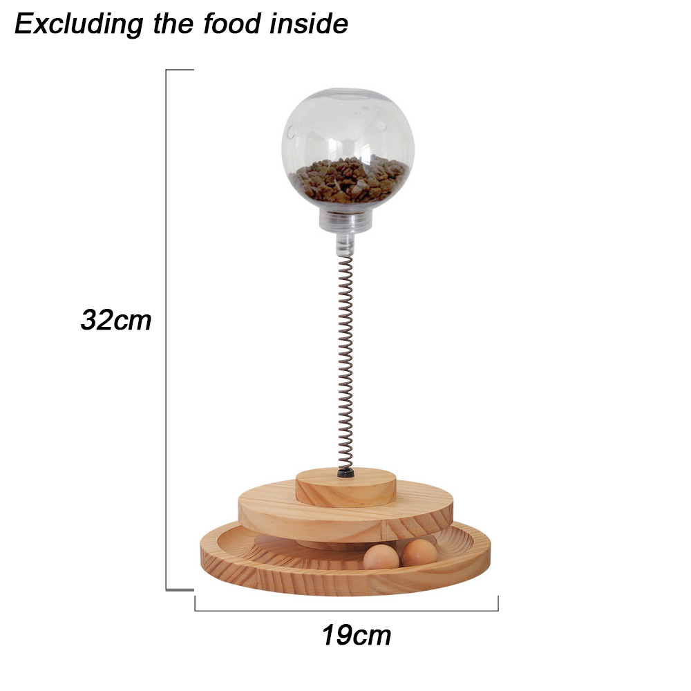 Gato vazando bola de comida plataforma giratória de madeira sólida