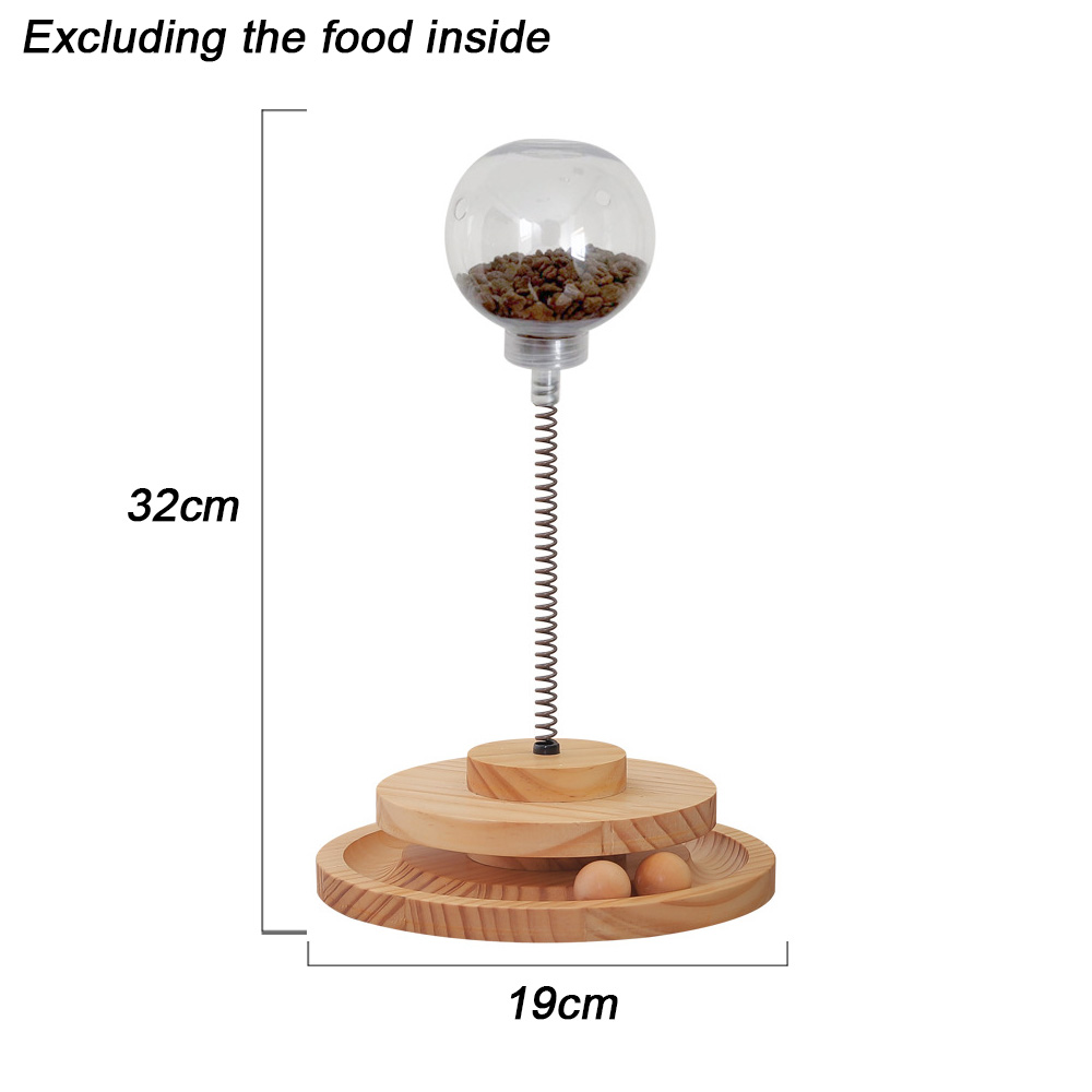 Gato vazando comida bola giratória de madeira maciça brinquedo do