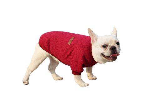 Roupas para Cão Roupas Macias Para Animais De Estimação Cardigã Engrossado Suéter Quente De Malha De Inverno Vinho Tinto ZMDECQNA