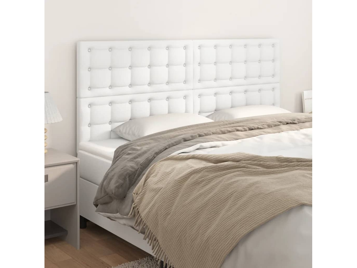 Vidaxl Cabeceira Branca 180x5x118/128 Cm Couro Sintético