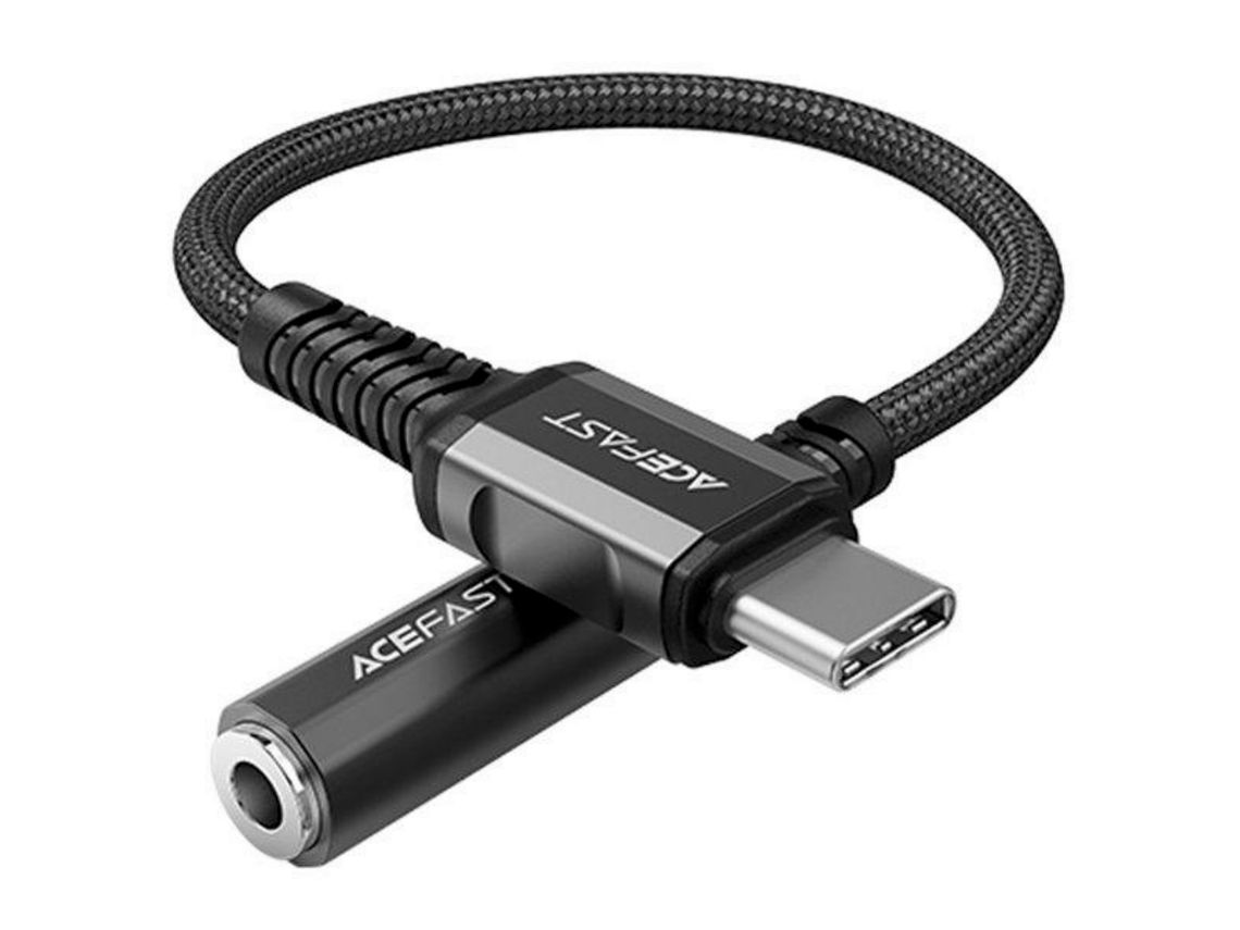 Cabo de áudio ACEFAST USB Tipo C - jack de 3,5 mm (fêmea) 18 cm, DAC, AUX preto (C1-07 preto)