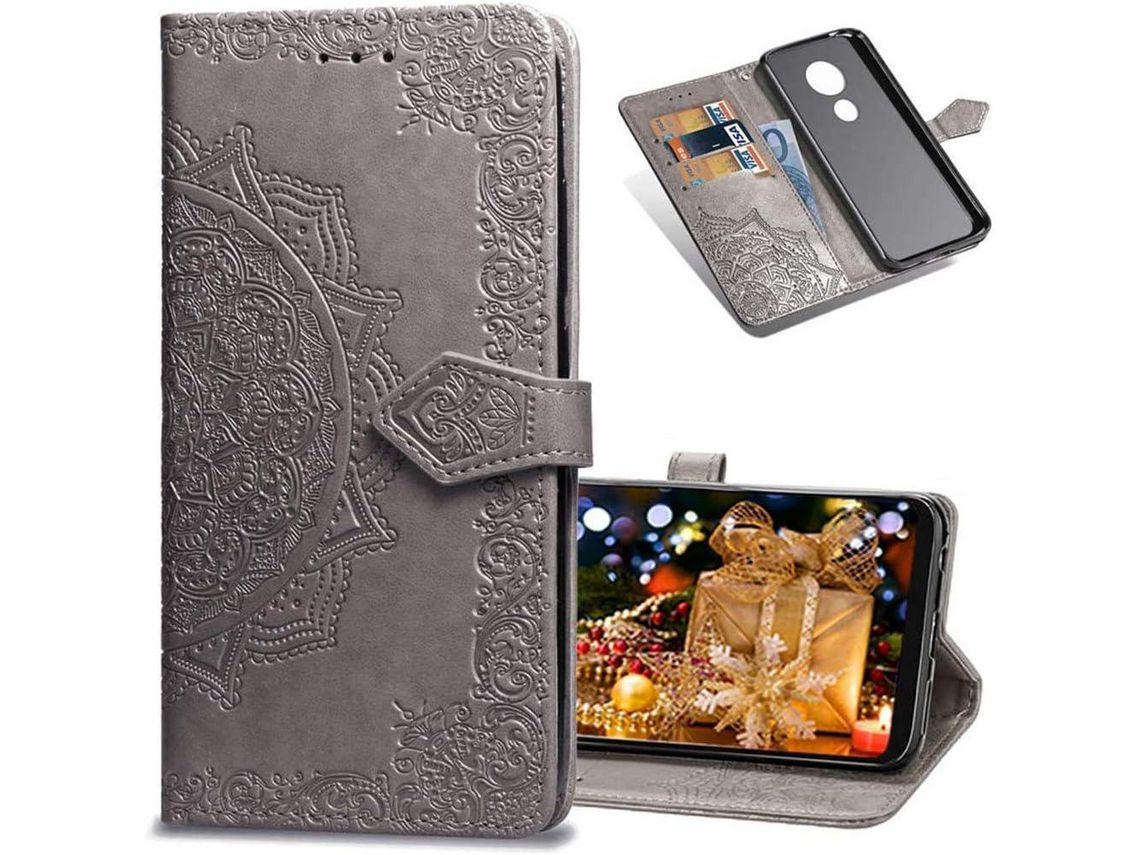 Capa Fólio para Samsung HONGWE. Magnética com Porta-Cartões Castanho