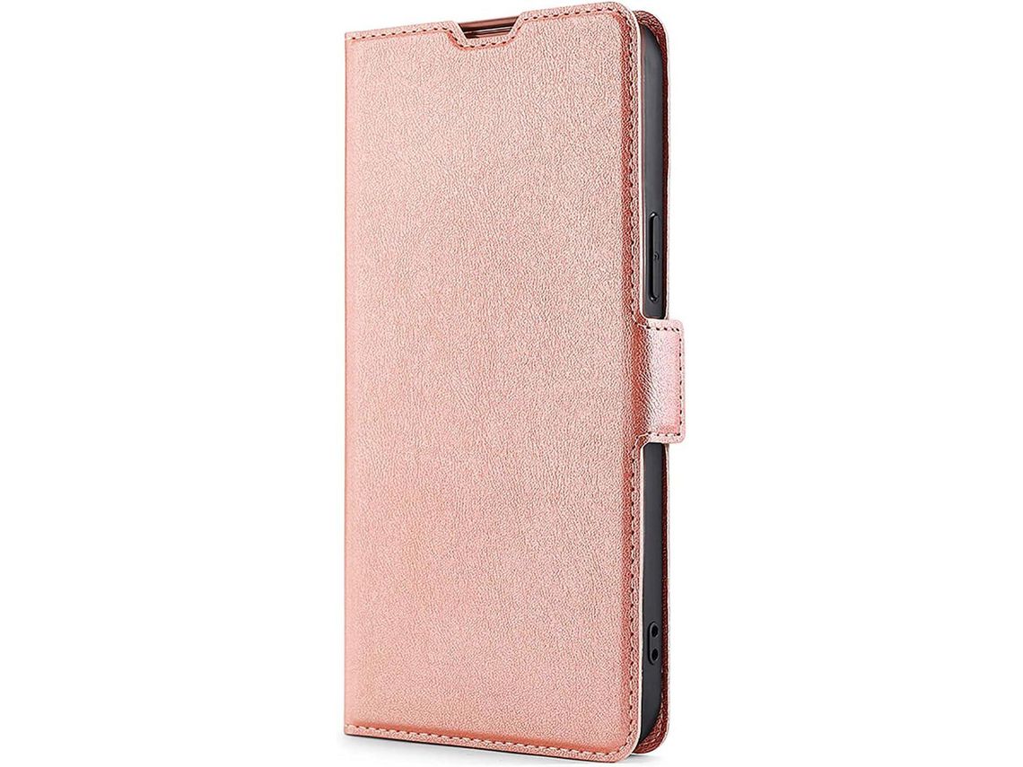 Capa Fólio para Xiaomi Poco M5S Pro HONGWE. Magnética com Porta-Cartões Premium Rosa