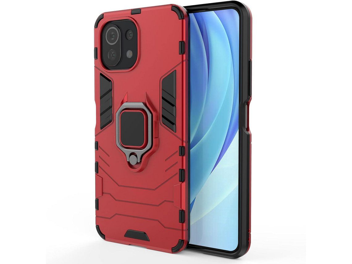 Capa para Xiaomi Mi 11 Lite HONGWE. Magnética com Anel de Suporte Prateado