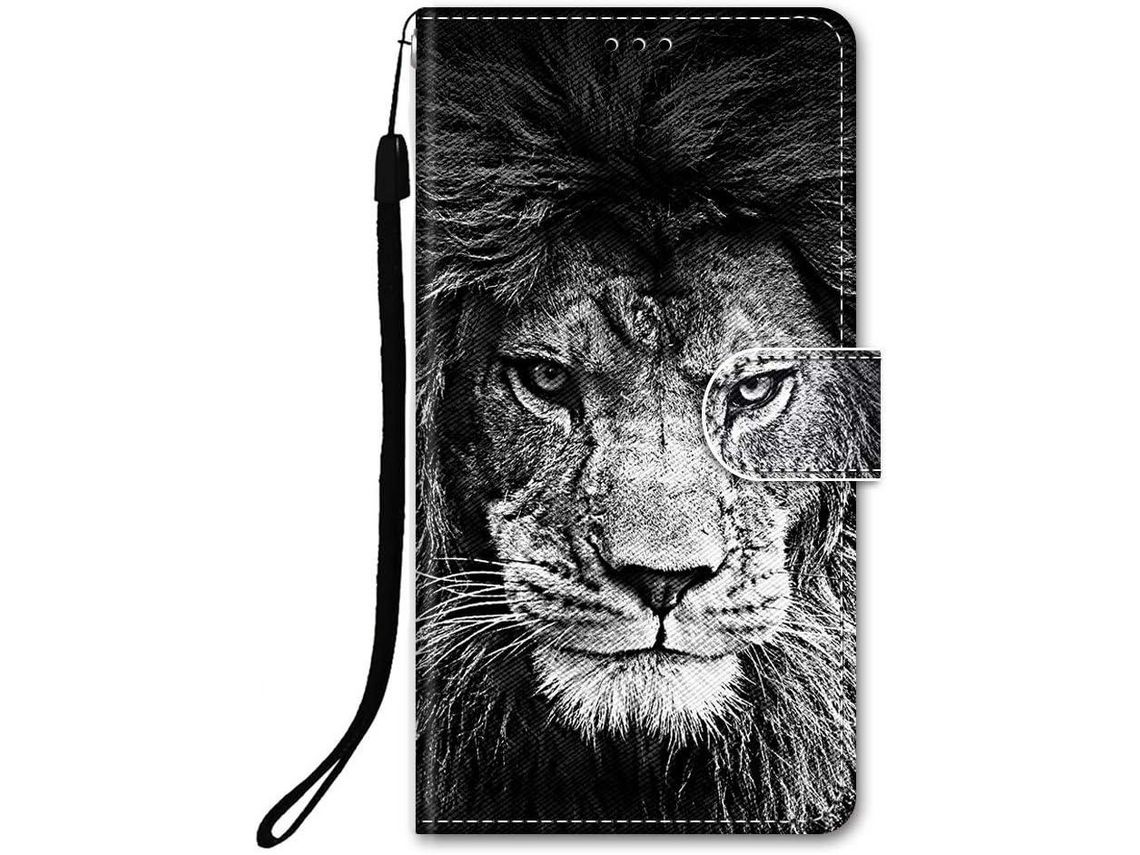 Capa Fólio para Huawei P Smart+ HONGWE. Magnética com Porta-Cartões Castanho