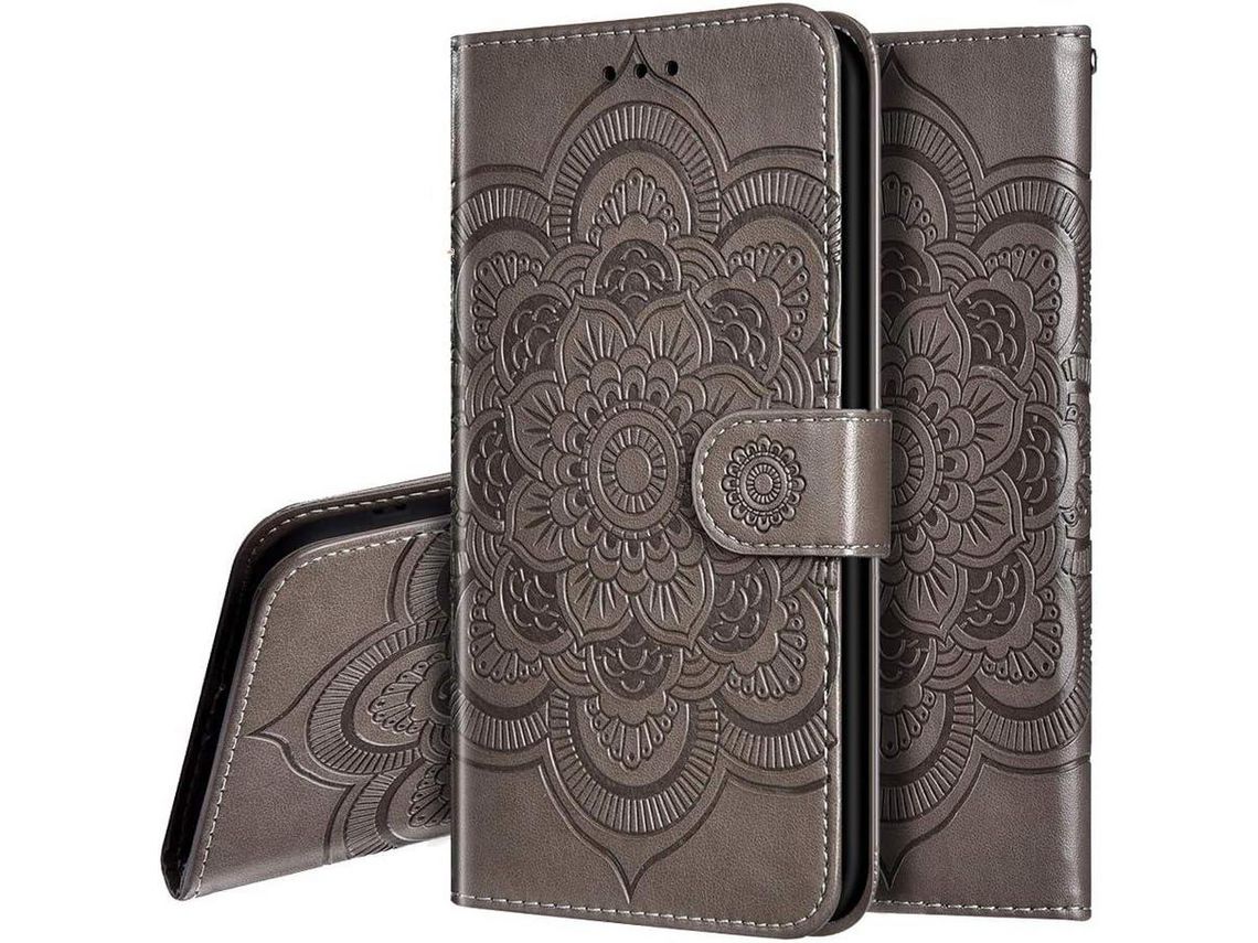 Capa Fólio para Xiaomi Mi 8 Lite HONGWE. Magnética com Porta-Cartões Castanho