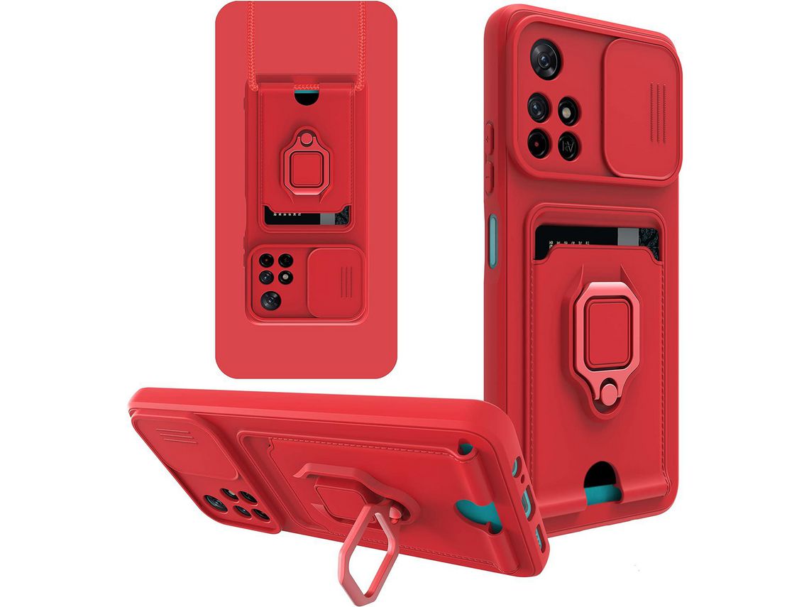 Capa com Cordão para Huawei Nova HONGWE. Textura Macia Anti-Choque com Porta-Cartões com Anel de Suporte