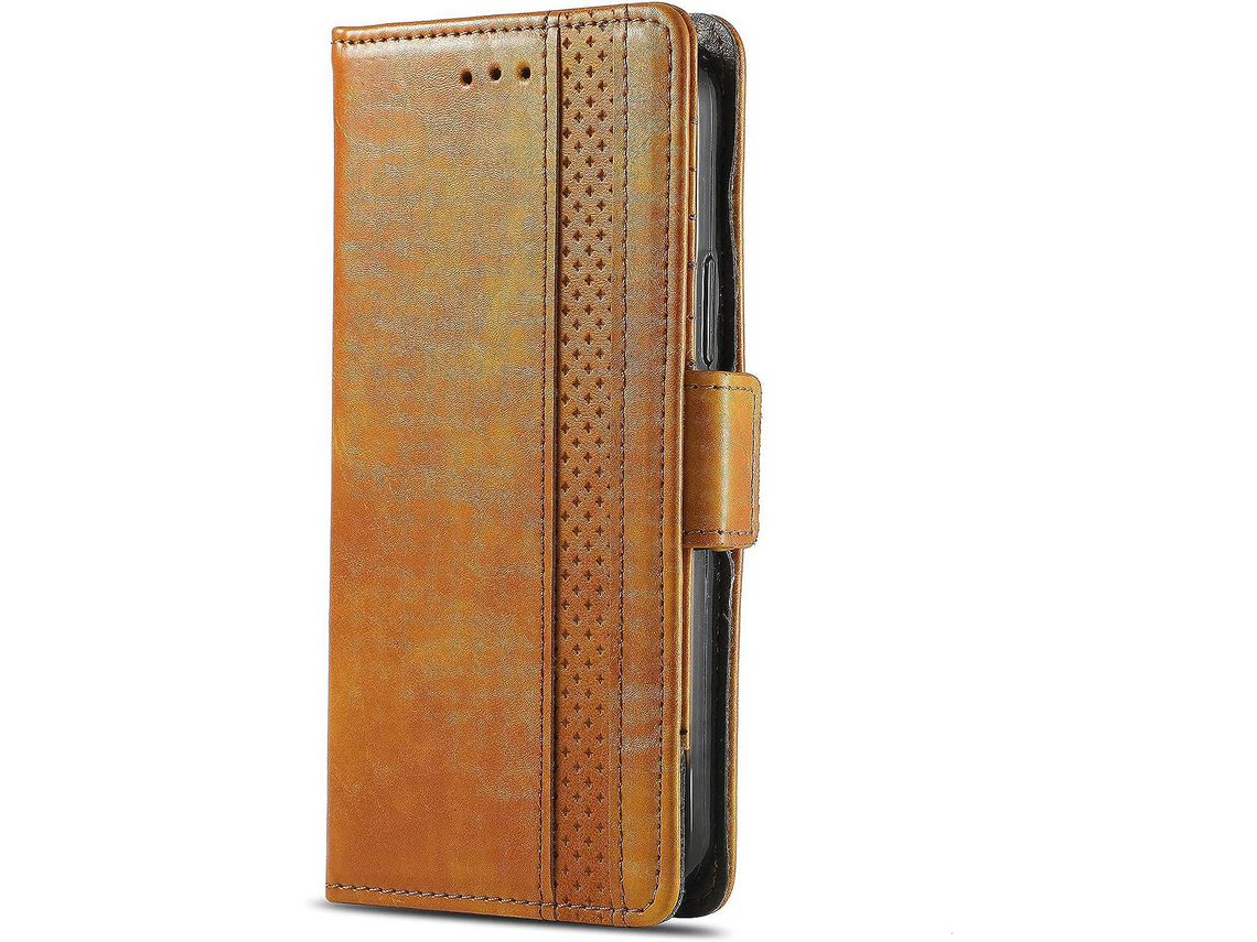 Capa Fólio para Samsung Galaxy A21 HONGWE. Pele Magnética Castanho