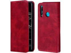 Capa Fólio para Huawei Nova 4 Pro, Nova 4 HONGWE. Magnética com Porta-Cartões Premium Castanho