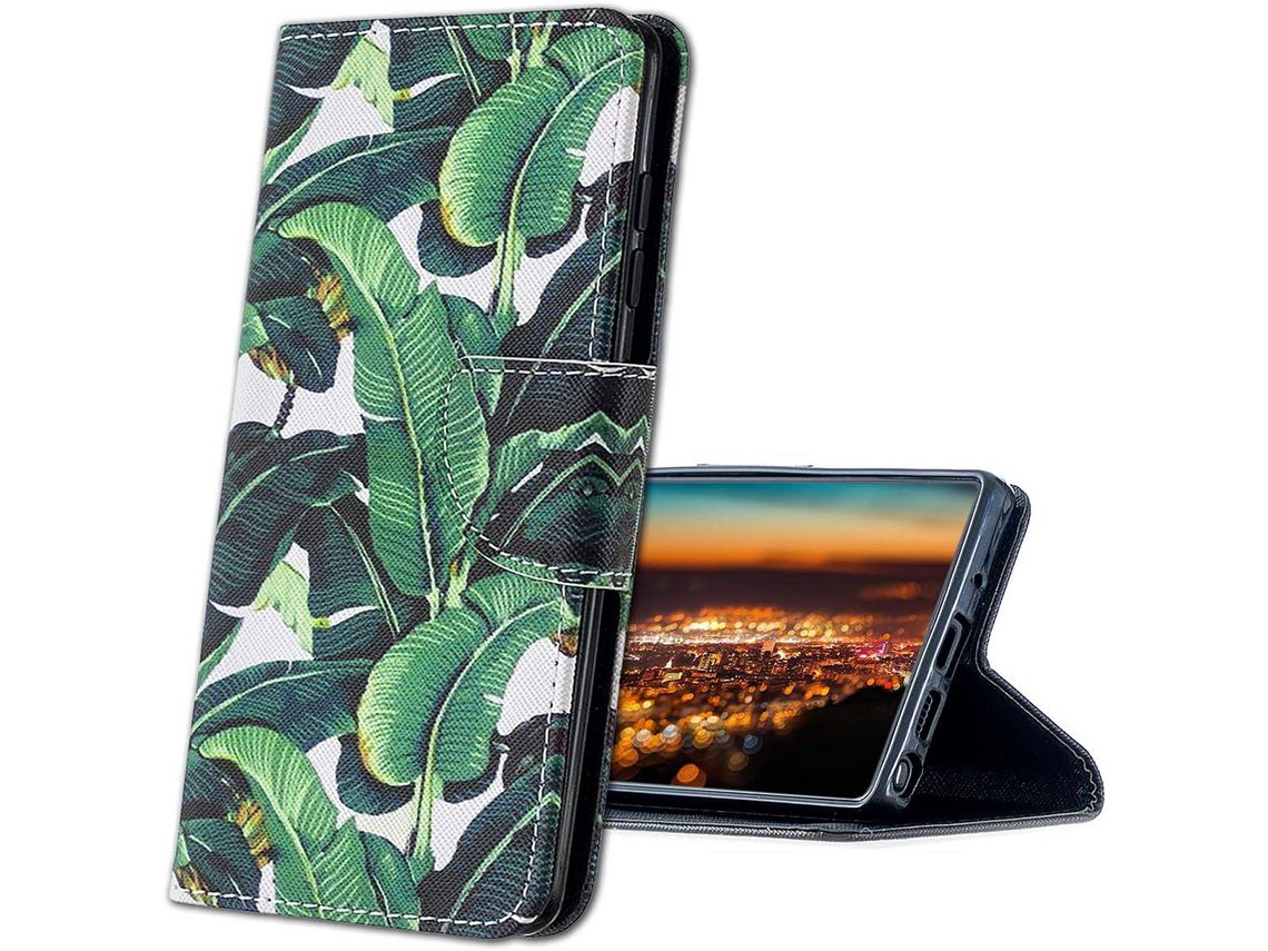 Capa Fólio para Huawei P Smart+ HONGWE. Pele Sintética Premium Castanho