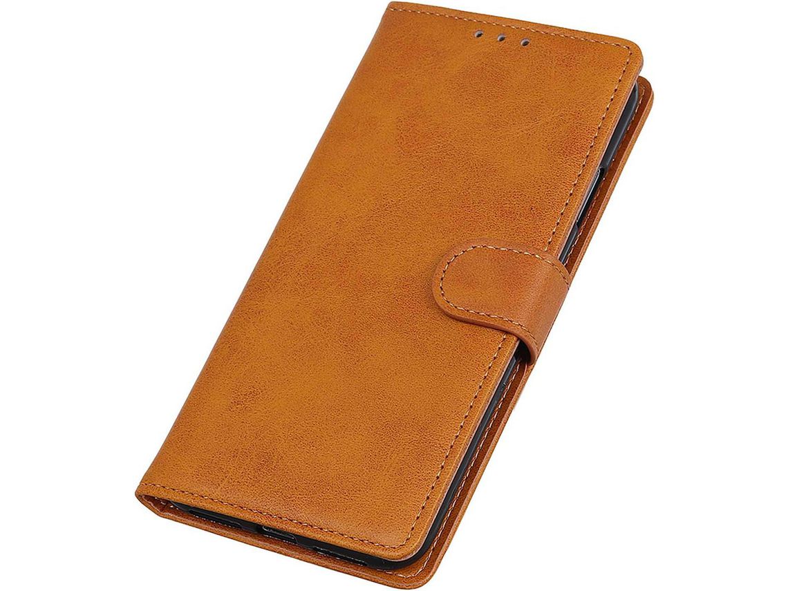 Capa Fólio para Xiaomi Redmi A1 HONGWE. Anti-Choque com Porta-Cartões Castanho