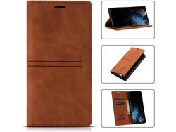 Capa Fólio para Samsung Galaxy A22 5G HONGWE. Pele Sintética Magnética Premium Castanho