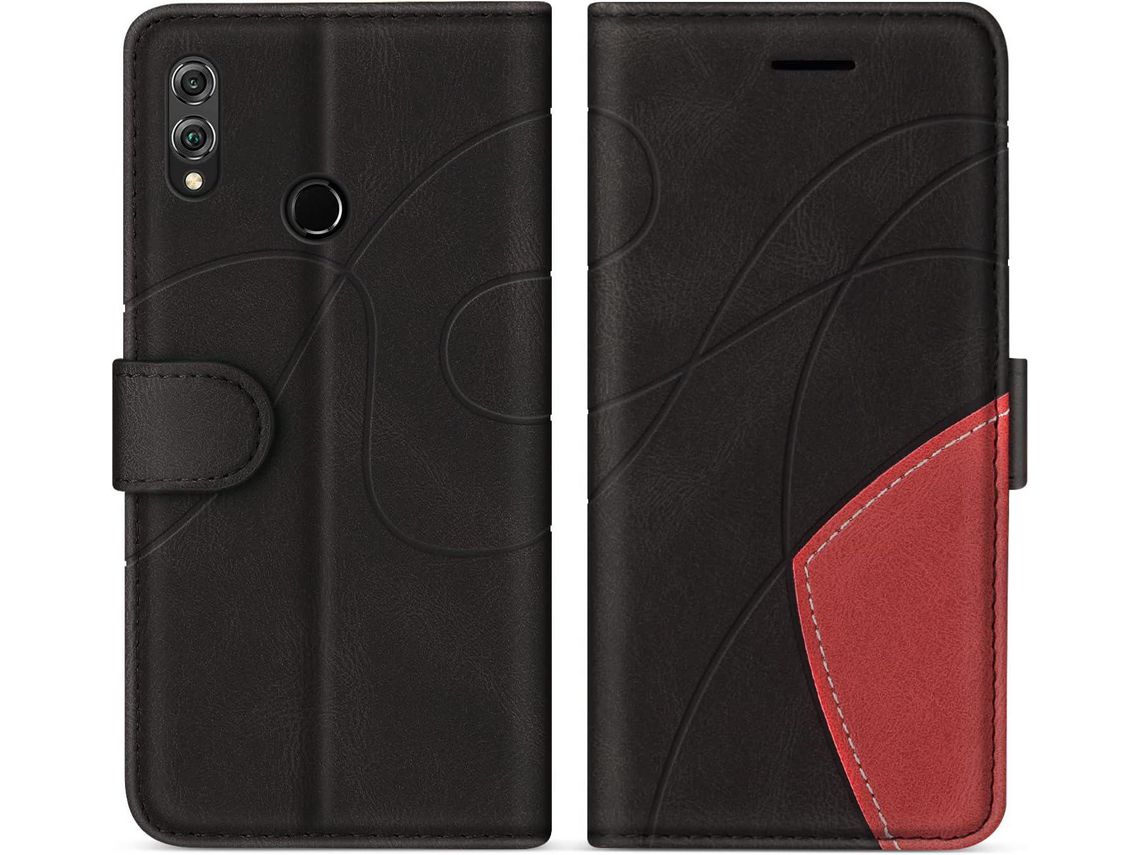 Capa Fólio para Honor, Huawei Honor Pro, Honor 8X HONGWE. Anti-Choque com Porta-Cartões Castanho