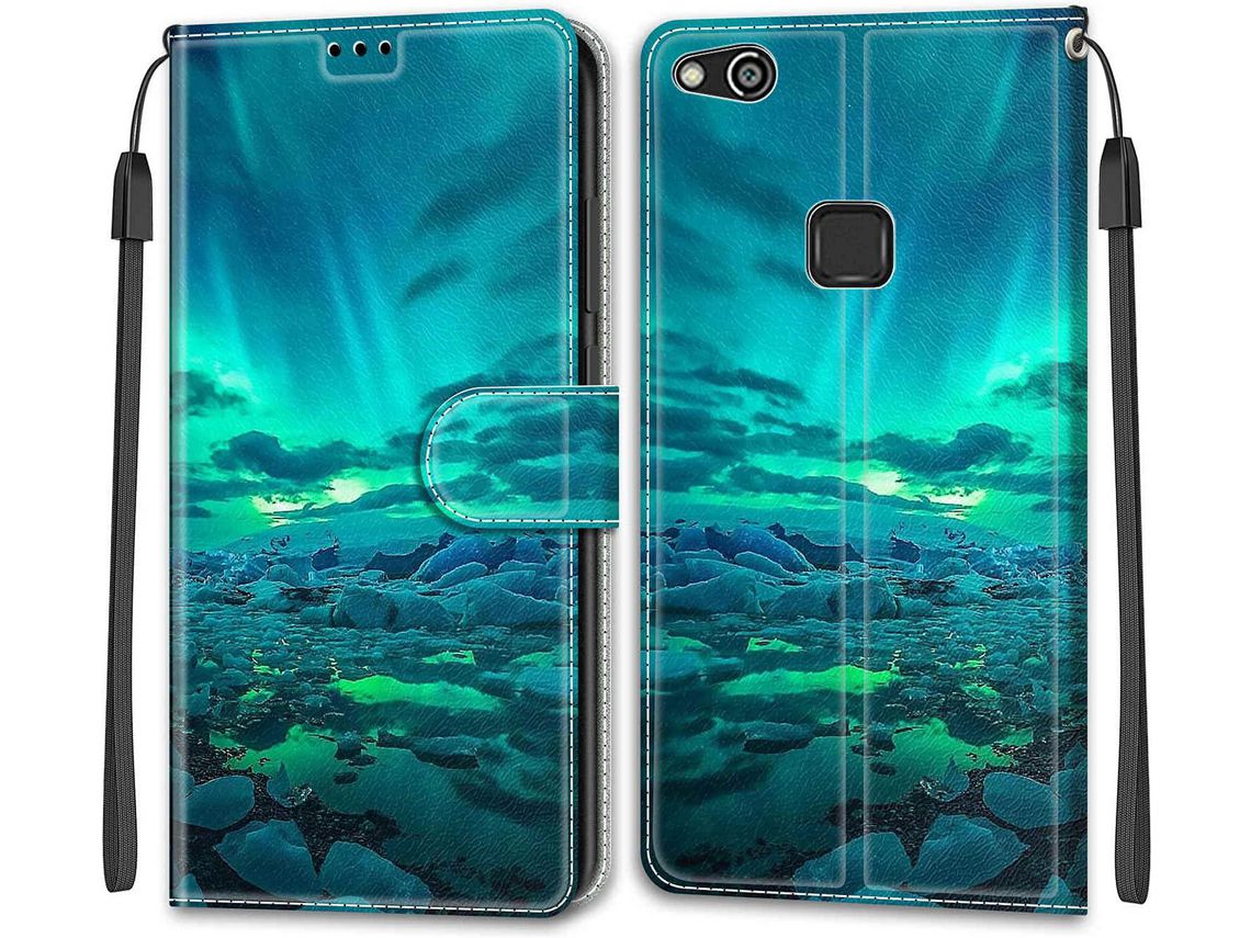 Capa para Huawei P10 Lite HONGWE. Anti-Choque com Porta-Cartões Castanho