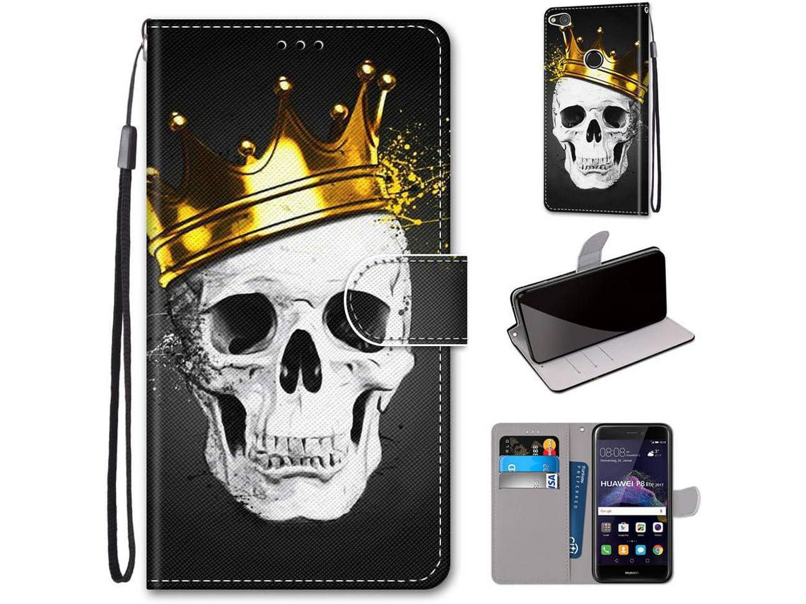 Capa Fólio para Honor, Huawei P8 Lite 2017 Lite 2017 Pro HONGWE. Pele Sintética Magnética Multicor