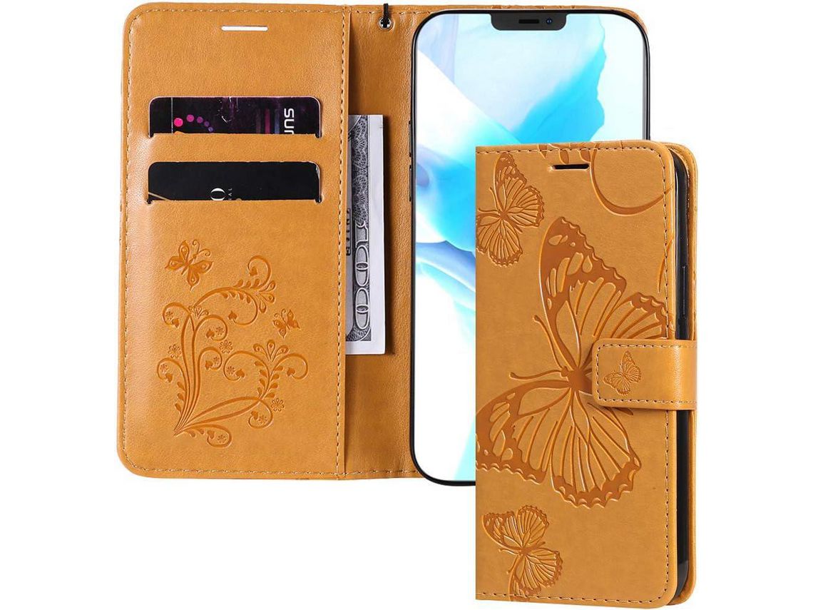 Capa Fólio para Huawei P Smart 2021 HONGWE. Magnética com Porta-Cartões Castanho